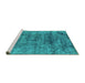 Sideview of Machine Washable Oriental Turquoise Industrial Area Rugs, wshurb1896turq