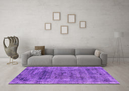 Machine Washable Oriental Purple Industrial Area Rugs in a Living Room, wshurb1896pur