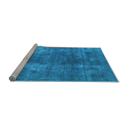 Sideview of Machine Washable Oriental Light Blue Industrial Rug, wshurb1897lblu
