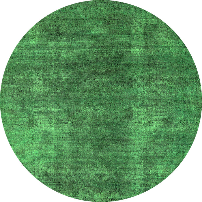 Round Oriental Green Industrial Rug, urb1897grn