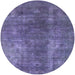 Round Mid-Century Modern Purple Oriental Rug, urb1897