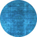 Round Oriental Light Blue Industrial Rug, urb1897lblu