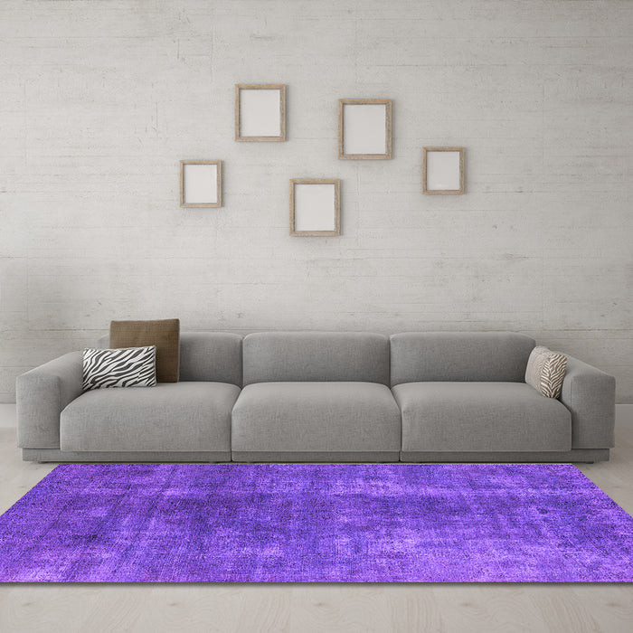 Machine Washable Oriental Purple Industrial Area Rugs in a Living Room, wshurb1897pur
