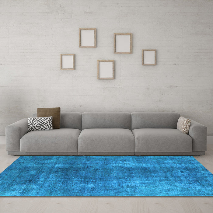 Machine Washable Oriental Light Blue Industrial Rug in a Living Room, wshurb1897lblu