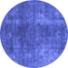 Round Oriental Blue Industrial Rug, urb1897blu