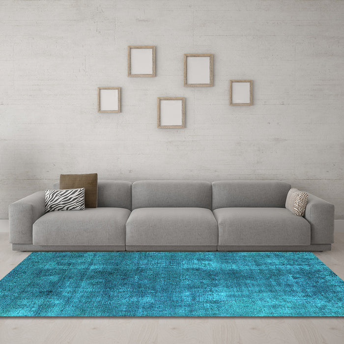 Machine Washable Oriental Turquoise Industrial Area Rugs in a Living Room,, wshurb1897turq