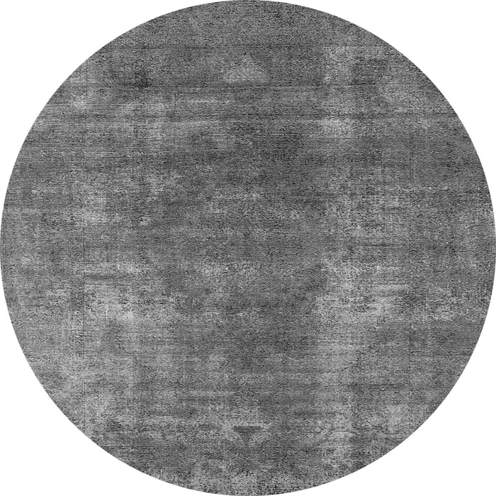 Round Machine Washable Oriental Gray Industrial Rug, wshurb1897gry