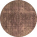 Round Machine Washable Oriental Brown Industrial Rug, wshurb1897brn