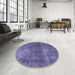 Round Mid-Century Modern Purple Oriental Rug in a Office, urb1897