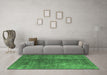 Machine Washable Oriental Emerald Green Industrial Area Rugs in a Living Room,, wshurb1897emgrn