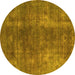 Round Oriental Yellow Industrial Rug, urb1897yw