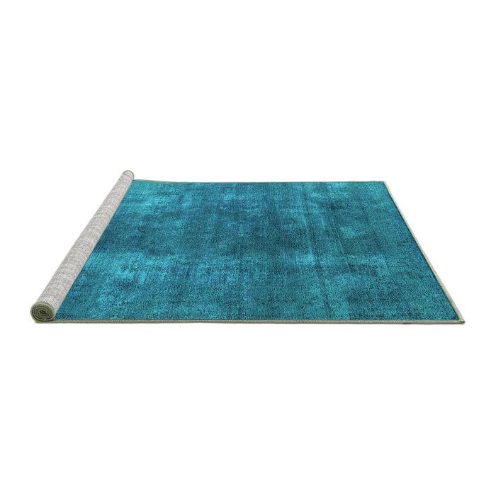 Sideview of Machine Washable Oriental Turquoise Industrial Area Rugs, wshurb1897turq