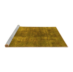 Sideview of Machine Washable Oriental Yellow Industrial Rug, wshurb1897yw