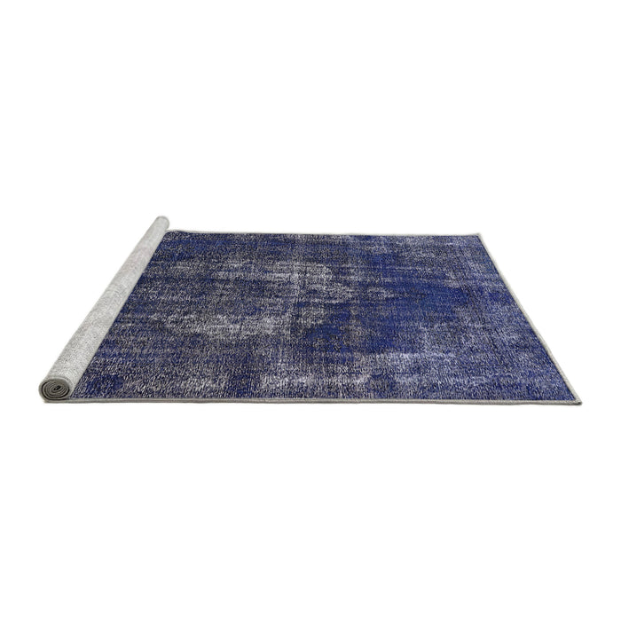 Sideview of Machine Washable Industrial Modern Blue Rug, wshurb1898