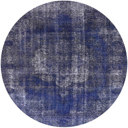 Round Machine Washable Industrial Modern Blue Rug, wshurb1898