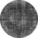 Round Oriental Gray Industrial Rug, urb1898gry