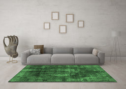 Machine Washable Oriental Emerald Green Industrial Area Rugs in a Living Room,, wshurb1898emgrn