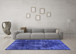 Machine Washable Oriental Blue Industrial Rug in a Living Room, wshurb1898blu