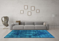 Machine Washable Oriental Light Blue Industrial Rug, wshurb1898lblu