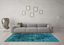 Machine Washable Oriental Turquoise Industrial Area Rugs in a Living Room,, wshurb1898turq