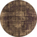 Round Machine Washable Oriental Brown Industrial Rug, wshurb1898brn