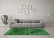 Machine Washable Oriental Green Industrial Area Rugs in a Living Room,, wshurb1898grn