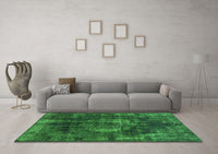 Machine Washable Oriental Green Industrial Rug, wshurb1898grn