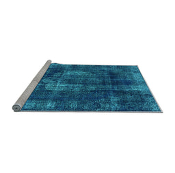 Sideview of Machine Washable Oriental Light Blue Industrial Rug, wshurb1898lblu