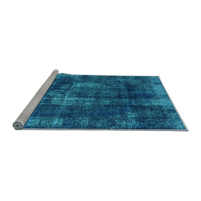 Sideview of Machine Washable Oriental Light Blue Industrial Rug, wshurb1898lblu