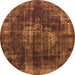 Round Oriental Orange Industrial Rug, urb1898org