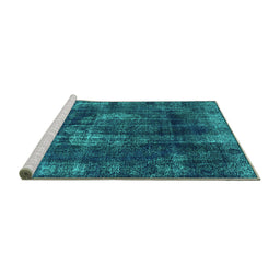 Sideview of Machine Washable Oriental Turquoise Industrial Area Rugs, wshurb1898turq
