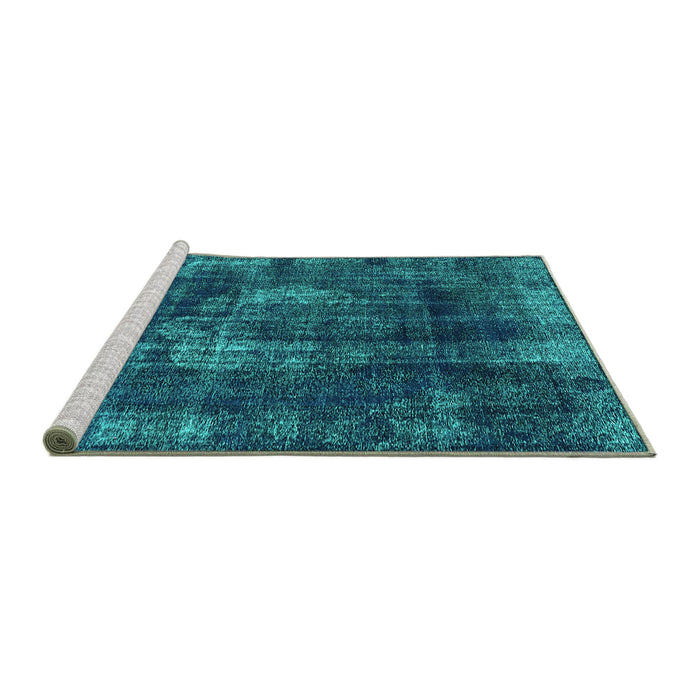 Sideview of Machine Washable Oriental Turquoise Industrial Area Rugs, wshurb1898turq