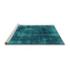 Sideview of Machine Washable Oriental Turquoise Industrial Area Rugs, wshurb1898turq