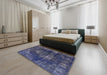 Mid-Century Modern Blue Oriental Rug in a Bedroom, urb1898