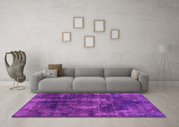 Machine Washable Oriental Pink Industrial Rug in a Living Room, wshurb1898pnk