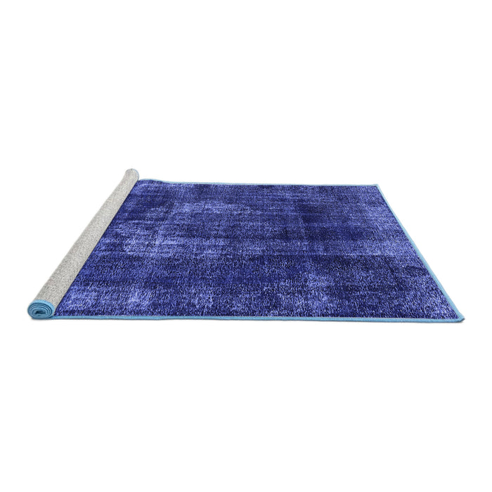 Sideview of Machine Washable Oriental Blue Industrial Rug, wshurb1898blu