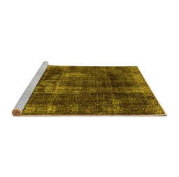 Sideview of Machine Washable Oriental Yellow Industrial Rug, wshurb1898yw