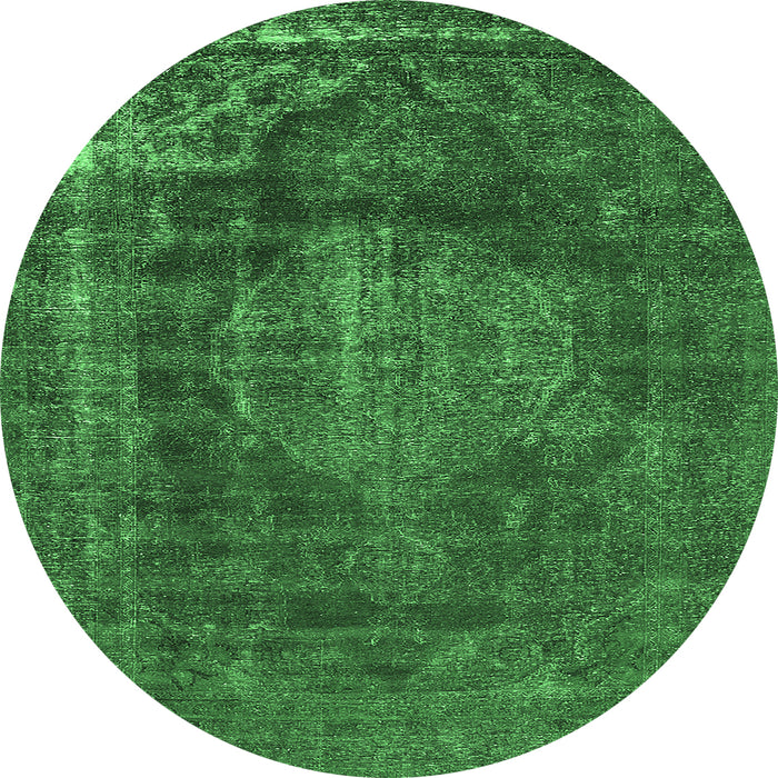 Round Oriental Emerald Green Industrial Rug, urb1899emgrn