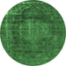 Round Oriental Emerald Green Industrial Rug, urb1899emgrn