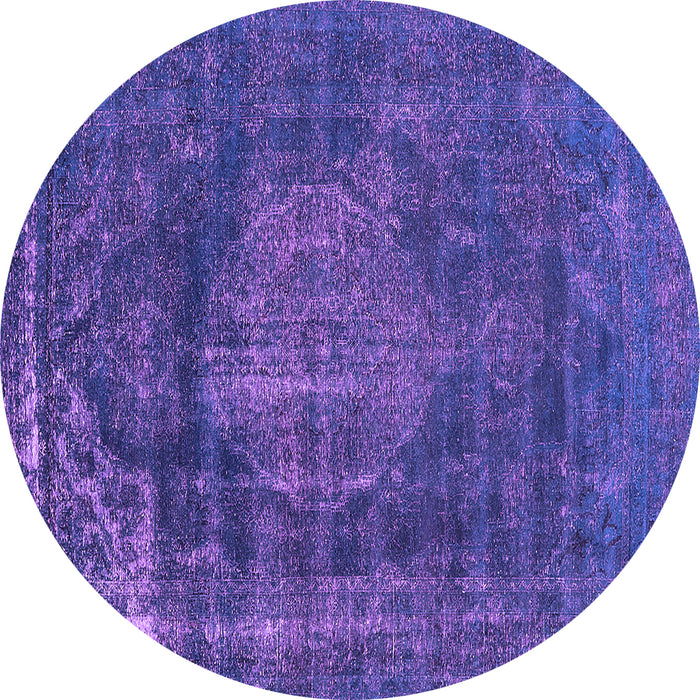 Round Machine Washable Oriental Purple Industrial Area Rugs, wshurb1899pur