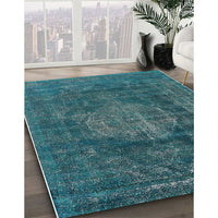 Mid-Century Modern Deep-Sea Green Oriental Rug, urb1899