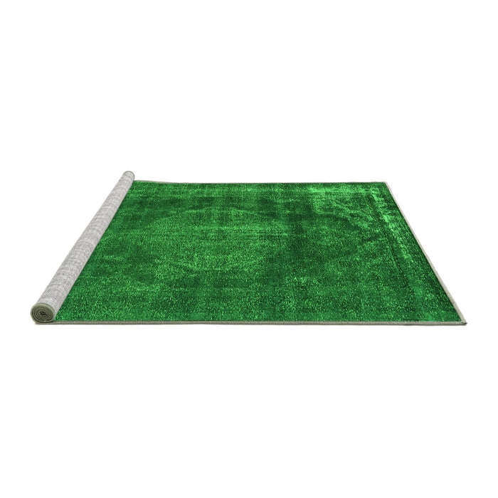 Sideview of Machine Washable Oriental Green Industrial Area Rugs, wshurb1899grn