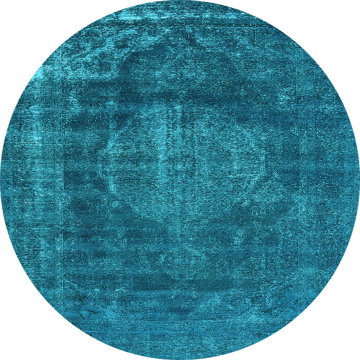 Round Oriental Light Blue Industrial Rug, urb1899lblu
