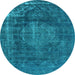 Round Oriental Light Blue Industrial Rug, urb1899lblu