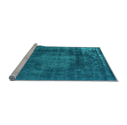 Sideview of Machine Washable Oriental Light Blue Industrial Rug, wshurb1899lblu