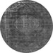 Round Machine Washable Oriental Gray Industrial Rug, wshurb1899gry