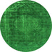 Round Oriental Green Industrial Rug, urb1899grn