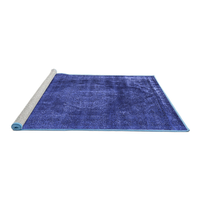 Sideview of Machine Washable Oriental Blue Industrial Rug, wshurb1899blu