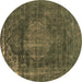 Round Oriental Brown Industrial Rug, urb1899brn