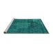 Sideview of Machine Washable Oriental Turquoise Industrial Area Rugs, wshurb1899turq